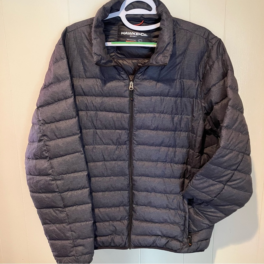 Hawke & Co Mens/Womens Packable Charcoal Puffer Jacket Duck Down size L